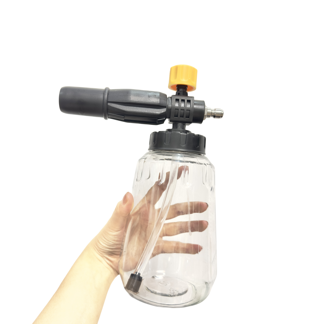 Foam Cannon Car Wash - 1 PC 黒と黄色の太いハンドルフォームキャノン 1000 ML 透明ボトルスノーフォームランスウォッシャーキット、圧力洗車機アクセス