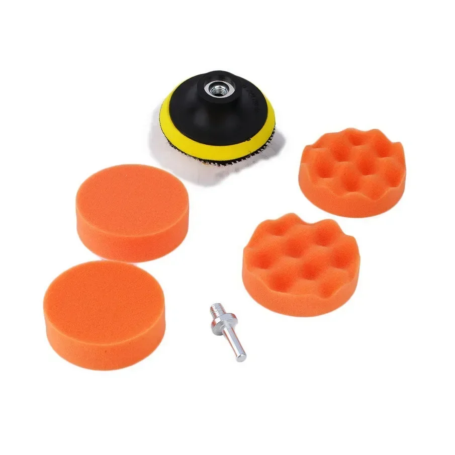 Polish Pad Set Buffer - 1セット/7個入り 3インチ研磨バフスポンジパッドセット + ドリルアダプター 車磨き機用 ホットセール