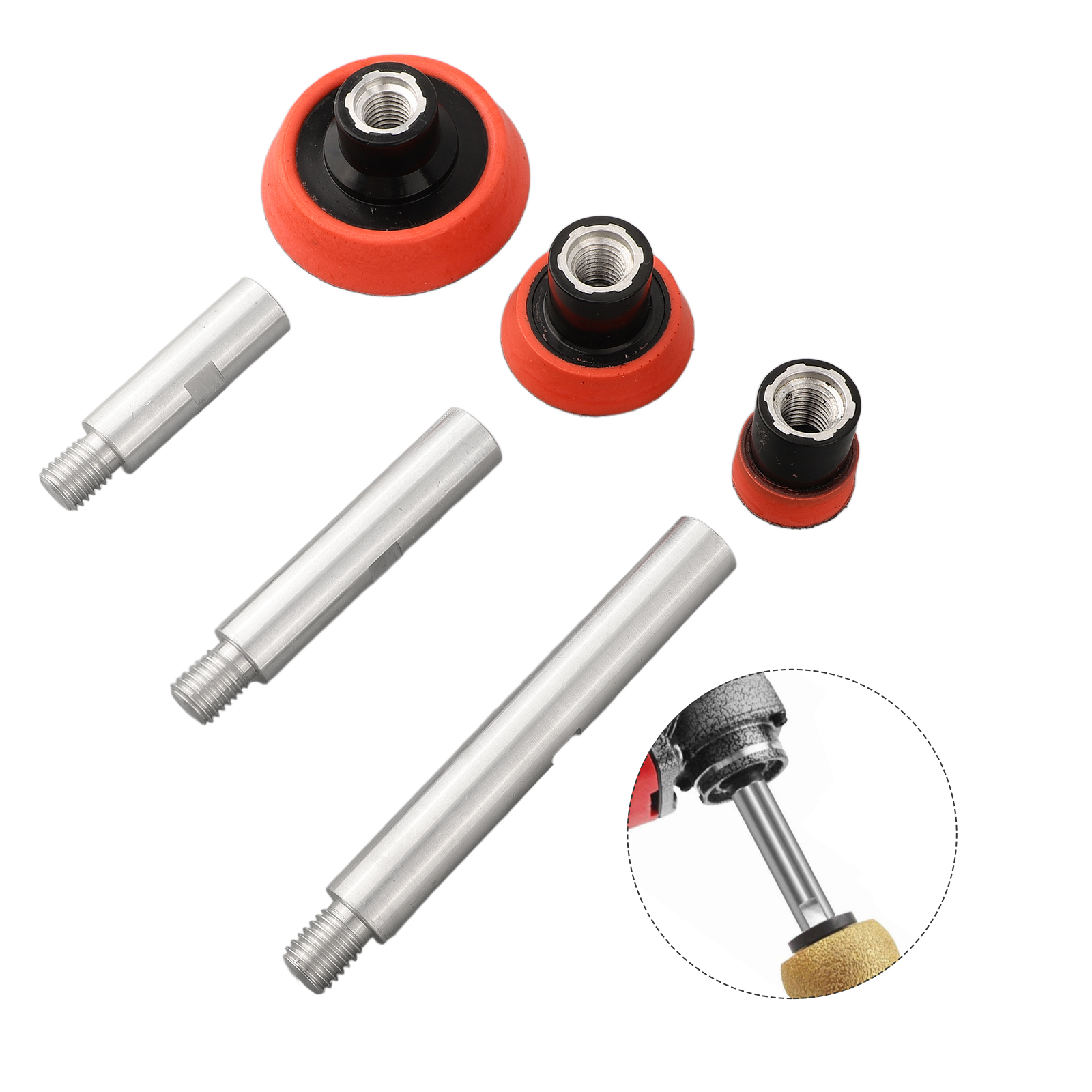 Polish Pad Set Buffer - M14 スレッドポリッシャーエクステンションシャフトセット 75/100/140 ミリメートルアルミ合金研磨延長ロッドバッファパッドカーディテール研磨