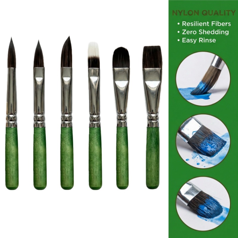 6ピースミニトラベルペイントブラシバッグセットアート水彩/ガ - Detailing Brush Set のレビューと価格