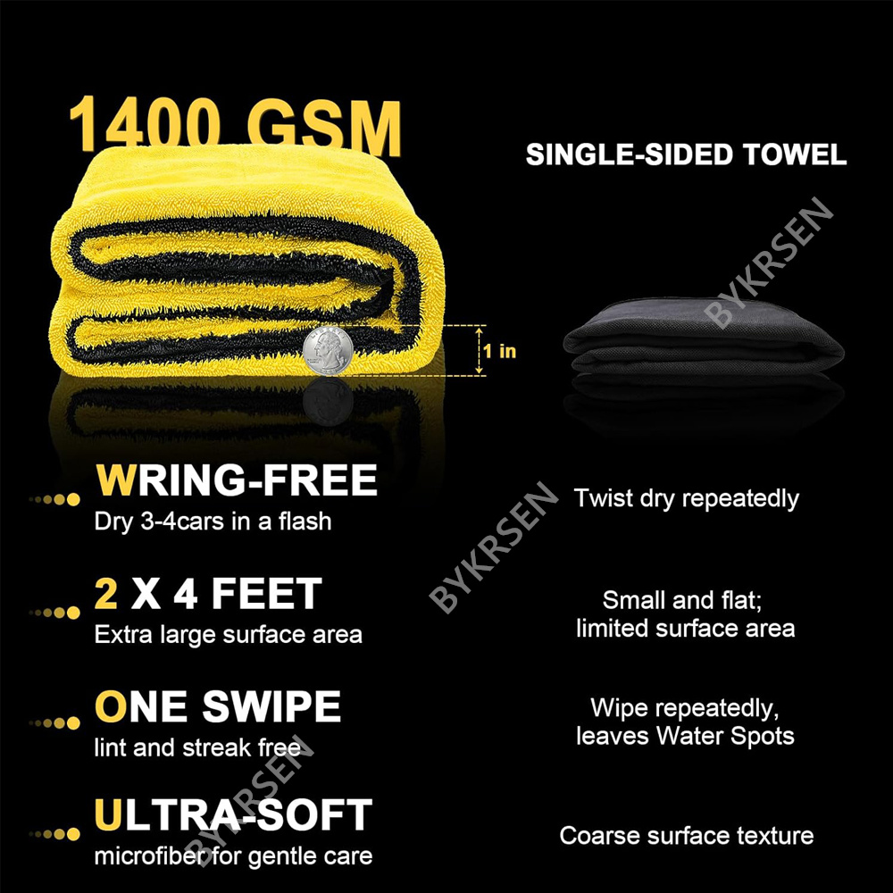1400GSM特大マイクロファイバー洗車タオル 超吸水速乾デ - Microfiber Towel Detailing のレビューと価格